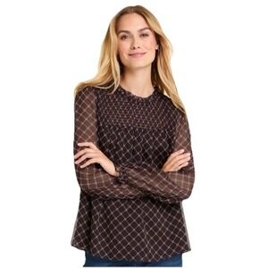 Draper James Jacqueline Long Sleeve‎ Top S Crinkle Chiffon